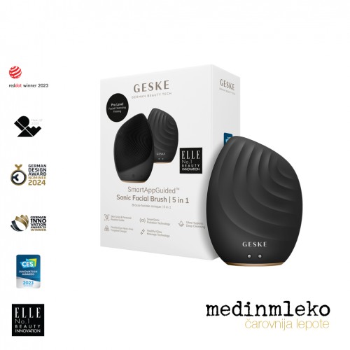 Geske - Sonic facial brush 5 v 1 - Grey - Sonična ščetka za obraz