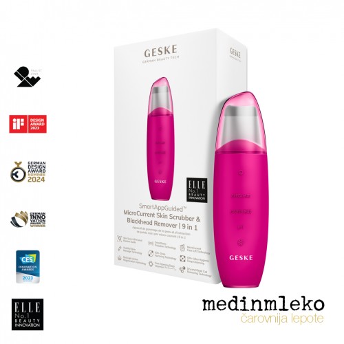 Geske - Microcurrent skin scrubber & blackhead remover 9 v 1 - Magenta - Ultrazvočni čistilec kože z mikrotokom