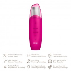 Geske - Microcurrent skin scrubber & blackhead remover 9 v 1 - Magenta - Ultrazvočni čistilec kože z mikrotokom