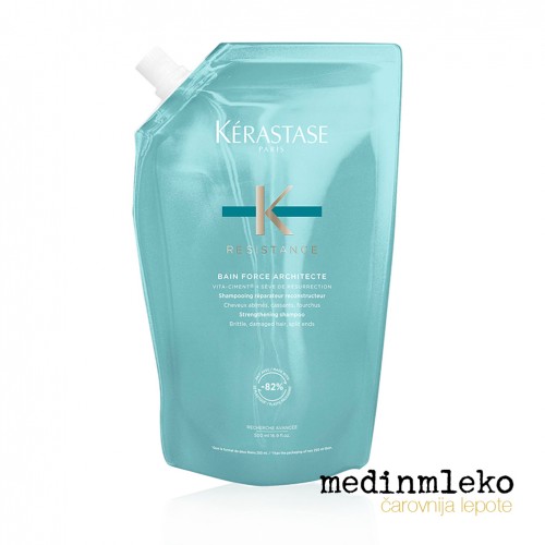 Kérastase - Resistance Bain Force Architecte kopel za zelo poškodovane in oslabljene lase - nadomestno polnilo 500ml