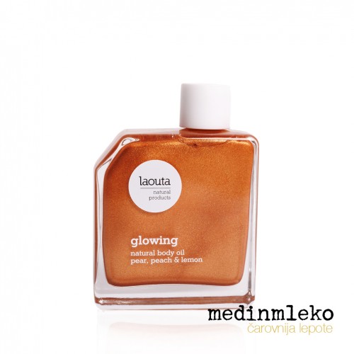 Laouta - Glowing Body Oil peach, pear & lemon 100ml - Svetleče negovalno olje za telo z vonjem breskve, hruške in limone 
