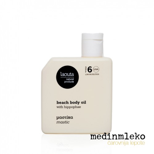 Laouta - Beach Body Oil Mastic 100ml – Olje za telo z mastiko in rakitovcem SPF 6