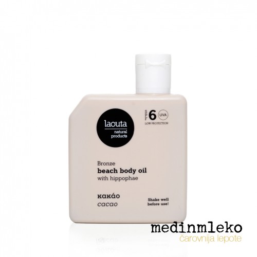 Laouta - Beach Body Oil Cocoa 50ml – Sijoče olje za telo s kakavom in rakitovcem SPF 6