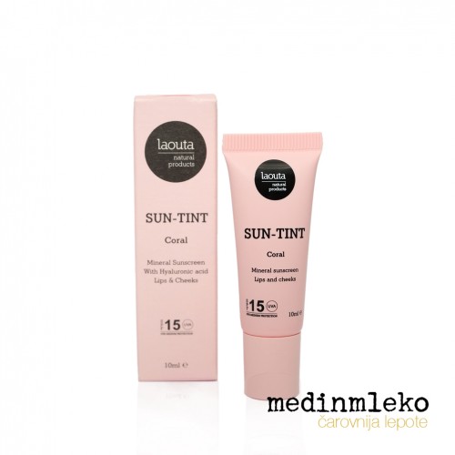 Laouta - Sun Tint Coral 10ml – Vlažilni in negovalni obarvani balzam z UV zaščito v Coral odtenku