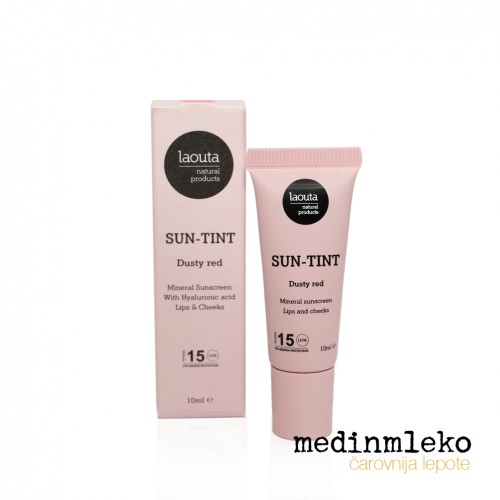 Laouta - Sun Tint Dusty Red 10ml – Vlažilni in negovalni obarvani balzam z UV zaščito v Dusty Red odtenku