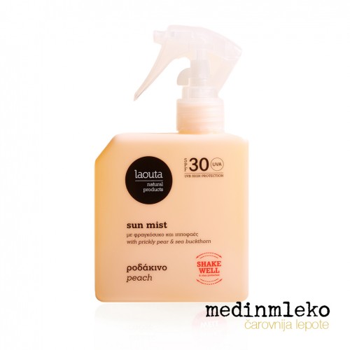 Laouta - Sun Mist Peach 200ml – Zaščitna meglica SPF 30 z vonjem breskve