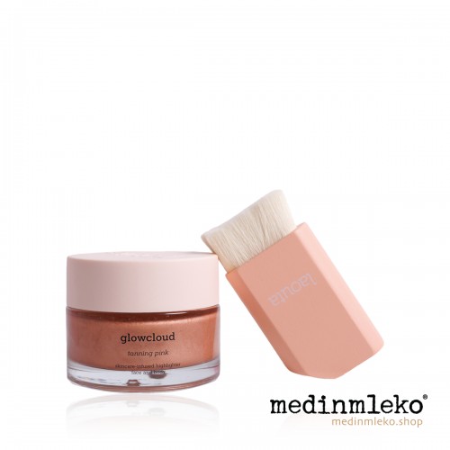 Laouta - Glowcloud Tanning Pink 50ml - Inovativen hibridni osvetljevalec za naraven poletni sijaj in čopič za ličenje